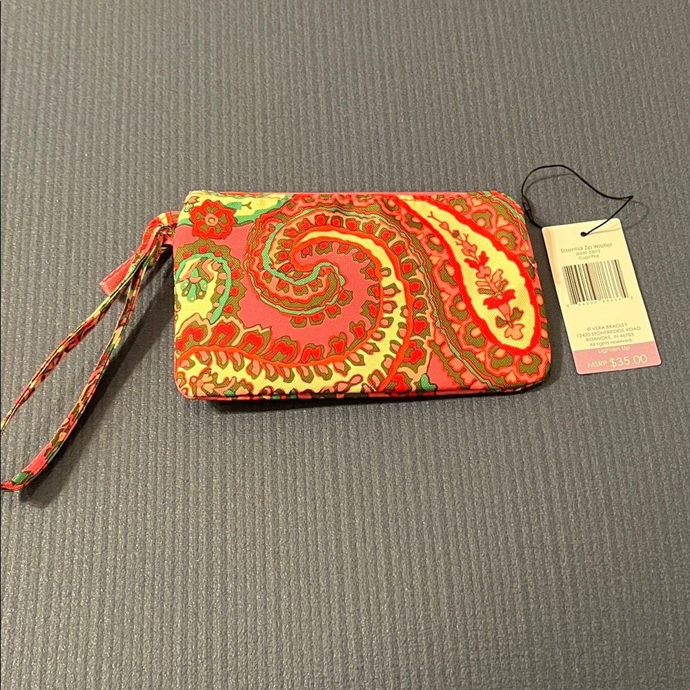 Vera Bradley Red and Green Paisley Wristlet